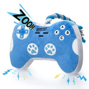 mtersn cute squeaky dog toys : blue game controller plush dog toy and funny puppy chew toys with full crinkle paper - cool dog birthday toys for small, medium and large dogs