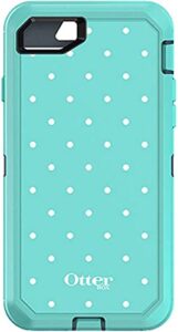 otterbox defender series case for iphone se (3rd and 2nd gen) & iphone 8/7 (only - not plus) - case only - non-retail packaging - mint dot (tempest blue/aqua mint/mint dot graphic)