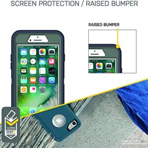 OtterBox Defender Series Case for iPhone SE (3rd and 2nd Gen) & iPhone 8/7 (Only - Not Plus) - Case Only - Non-Retail Packaging - Mint Dot (Tempest Blue/Aqua Mint/Mint Dot Graphic)