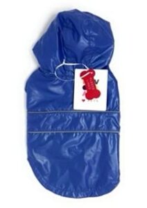 novogratz pets blue iridescent fleece lined rain jacket for dogs (large)