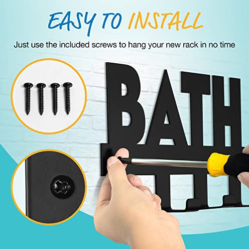 Star Splash Large Bathroom Towel Rack - Black Bathroom Decor - Black Towel Rack Bath Towel Rack - Bath Towel Holder for Bathroom Wall - Towel Racks for Bathroom Wall Mounted - Bathroom Towel Organizer