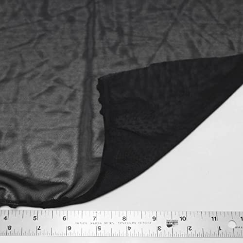 Texco Inc Solid Power Mesh Stretch Knit Athletic Wear Apparel, DIY Fabric, Black 1 Yard