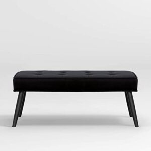 westintrends indoor furniture velvet tufted bench for living room, bedroom, entryway, dining, kitchen, home (black)