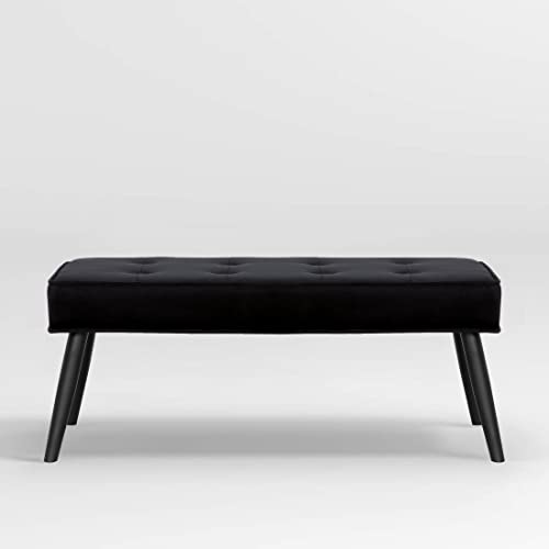 WestinTrends Indoor Furniture Velvet Tufted Bench for Living Room, Bedroom, Entryway, Dining, Kitchen, Home (Black)