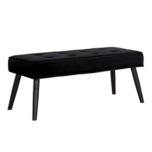 WestinTrends Indoor Furniture Velvet Tufted Bench for Living Room, Bedroom, Entryway, Dining, Kitchen, Home (Black)