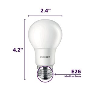 Philips LED Basic Frosted Non-Dimmable A19 Light Bulb - EyeComfort Technology - 800 Lumen - Soft White (2700K) - 10W=60W - E26 Base - Indoor - 4-Pack