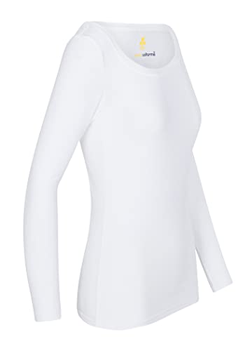 Natural Uniforms Women's Long Sleeve Extra Wide Scoop-Neck T-Shirt Under Scrub (White, Medium)