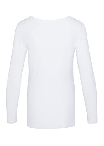 Natural Uniforms Women's Long Sleeve Extra Wide Scoop-Neck T-Shirt Under Scrub (White, Medium)