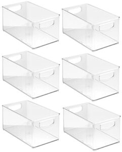 upgraded 6 x clear organizer storage bin with handle compatible with kitchen i best compatible with refrigerators, cabinets & food pantry - 10" x 5" x 6"