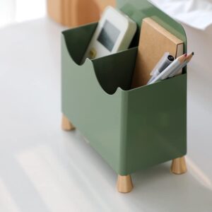 n/a Desktop Pen Holder Storage Box Office Wrought Iron Multifunctional Nordic Large Capacity Dresser (Color : Green, Size : 15.5 * 17cm)