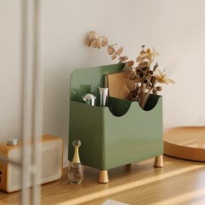 n/a Desktop Pen Holder Storage Box Office Wrought Iron Multifunctional Nordic Large Capacity Dresser (Color : Green, Size : 15.5 * 17cm)