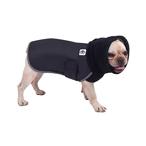 Waterproof Bulldog Clothes Dog Winter Coats,Windproof Turtleneck Fleece Snow Jacket for Small Medium Large French Bulldog English Bulldog American Pit Bull Dogs Black Green