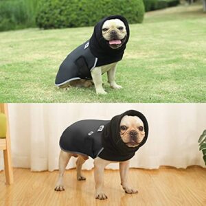 Waterproof Bulldog Clothes Dog Winter Coats,Windproof Turtleneck Fleece Snow Jacket for Small Medium Large French Bulldog English Bulldog American Pit Bull Dogs Black Green