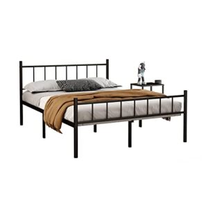 new jeto full size platform bed frame-heavy duty steel slats support king bed frame, metal, non-slip footbed storage space under the bed, suitable for bedroom, dormitory, hotel