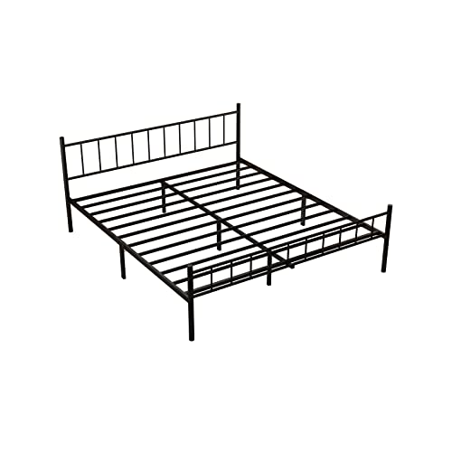 NEW JETO Full Size Platform Bed Frame-Heavy Duty Steel Slats Support King Bed Frame, Metal, Non-Slip Footbed Storage Space Under The Bed, Suitable for Bedroom, Dormitory, Hotel