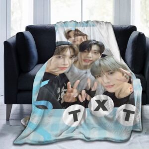 Kpop TXT Throw Blanket Tomorrow X Together Merch Yeonjun Soobin Taehyun Hueningkai Beomgyu Collage Blanket Soft Warm Bed Blanket 50"X40"