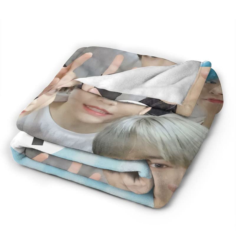 Kpop TXT Throw Blanket Tomorrow X Together Merch Yeonjun Soobin Taehyun Hueningkai Beomgyu Collage Blanket Soft Warm Bed Blanket 50"X40"