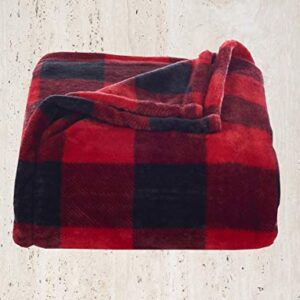 The Big One Throw Blanket, Super Soft Plush Red and Black Buffalo Plaid Pattern Checked Throw for Couch, or Bed Cozy Lightweight Fluffy Oversized 5 x 6 ft, Living Room and Bedroom