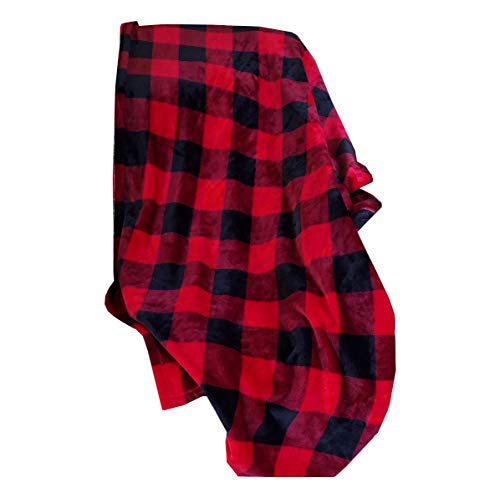 The Big One Throw Blanket, Super Soft Plush Red and Black Buffalo Plaid Pattern Checked Throw for Couch, or Bed Cozy Lightweight Fluffy Oversized 5 x 6 ft, Living Room and Bedroom