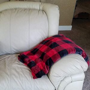 The Big One Throw Blanket, Super Soft Plush Red and Black Buffalo Plaid Pattern Checked Throw for Couch, or Bed Cozy Lightweight Fluffy Oversized 5 x 6 ft, Living Room and Bedroom