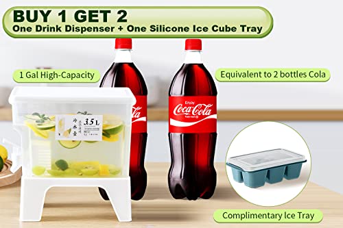 1PCS 0.9 Gallon Water Drink Dispenser For Fridge, Beverage Dispenser with Stand And Spigot, Plastic Pitcher with Lid, Water Storage Containers BPA Free, Lemonade Dispenser