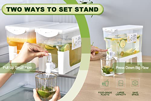 1PCS 0.9 Gallon Water Drink Dispenser For Fridge, Beverage Dispenser with Stand And Spigot, Plastic Pitcher with Lid, Water Storage Containers BPA Free, Lemonade Dispenser