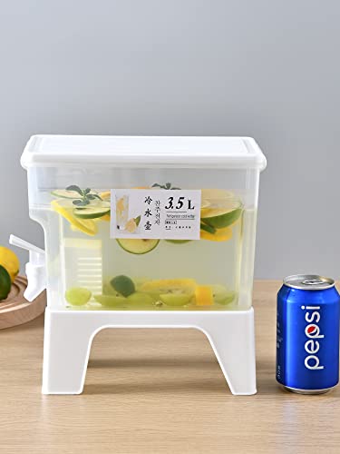 1PCS 0.9 Gallon Water Drink Dispenser For Fridge, Beverage Dispenser with Stand And Spigot, Plastic Pitcher with Lid, Water Storage Containers BPA Free, Lemonade Dispenser