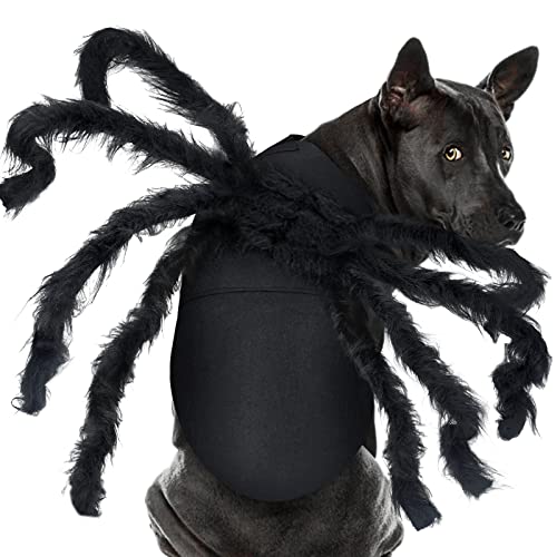 Malier Halloween Dogs Cats Costume Furry Giant Simulation Spider Pets Outfits Cosplay Dress up Costume Halloween Pets Accessories Decoration for Dogs Puppy Cats (X-Large)