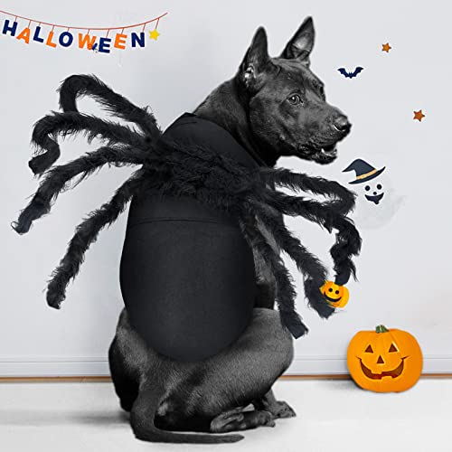 Malier Halloween Dogs Cats Costume Furry Giant Simulation Spider Pets Outfits Cosplay Dress up Costume Halloween Pets Accessories Decoration for Dogs Puppy Cats (X-Large)