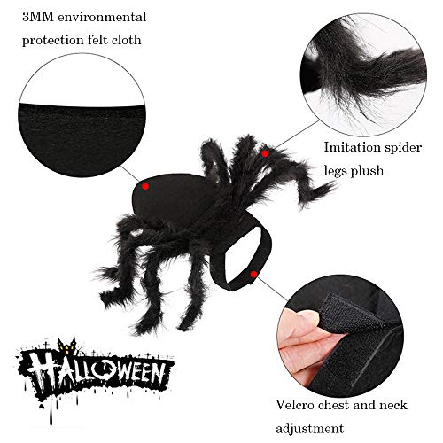 Malier Halloween Dogs Cats Costume Furry Giant Simulation Spider Pets Outfits Cosplay Dress up Costume Halloween Pets Accessories Decoration for Dogs Puppy Cats (X-Large)