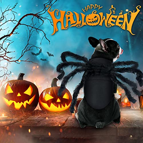 Malier Halloween Dogs Cats Costume Furry Giant Simulation Spider Pets Outfits Cosplay Dress up Costume Halloween Pets Accessories Decoration for Dogs Puppy Cats (X-Large)