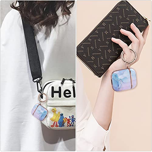 OLEBAND Airpod Case Cover with Keychain and Cute Skin,Hard and Shockproof iPods Case Cover for Women and Girls,Accessory Sets Air pod 2 and 1(Watercolor Marble)