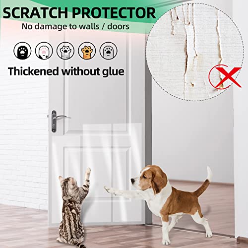 KDAOQN Door Protector from Dog Scratching, Transparent Vinyl Stickers Dog Scratch Door Protector, Custom-fit Furniture & Door Scratch-Guard Wrap, Dog Scratch Furniture Protector (79x8.3In)
