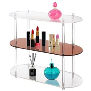 Naconmlet 3 Tier Bathroom Counter Organizer,Acrylic Bathroom Organizer Countertop Skincare Organizers Vanity Tray for Perfume Lotion Cosmetic(Amber)