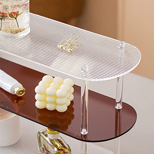 Naconmlet 3 Tier Bathroom Counter Organizer,Acrylic Bathroom Organizer Countertop Skincare Organizers Vanity Tray for Perfume Lotion Cosmetic(Amber)