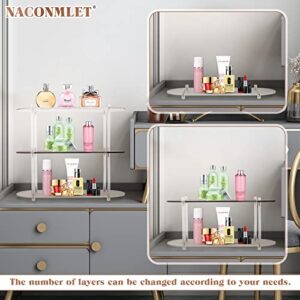 Naconmlet 3 Tier Bathroom Counter Organizer,Acrylic Bathroom Organizer Countertop Skincare Organizers Vanity Tray for Perfume Lotion Cosmetic(Amber)