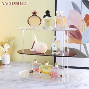 Naconmlet 3 Tier Bathroom Counter Organizer,Acrylic Bathroom Organizer Countertop Skincare Organizers Vanity Tray for Perfume Lotion Cosmetic(Amber)