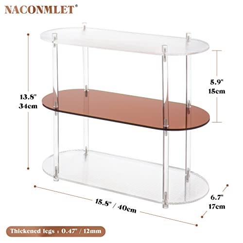 Naconmlet 3 Tier Bathroom Counter Organizer,Acrylic Bathroom Organizer Countertop Skincare Organizers Vanity Tray for Perfume Lotion Cosmetic(Amber)