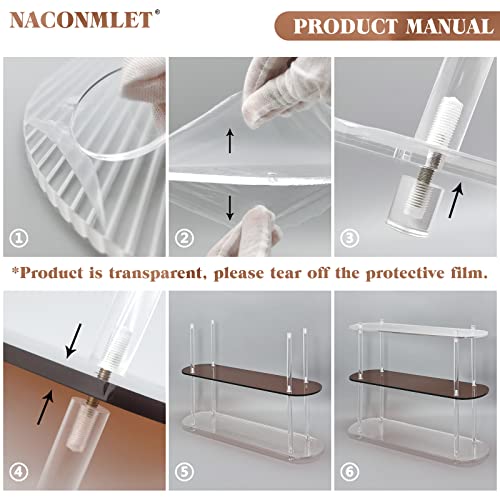 Naconmlet 3 Tier Bathroom Counter Organizer,Acrylic Bathroom Organizer Countertop Skincare Organizers Vanity Tray for Perfume Lotion Cosmetic(Amber)