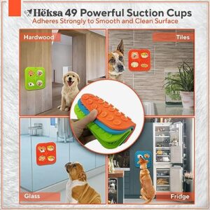 Heksa Dogs & Cats 2-Pack Slow Feeder & Non-Slip Lick Mats with Spatula for Anxiety Relief. Food-Grade, Dishwasher, Freezer & Oven Safe Dog Lick Mat