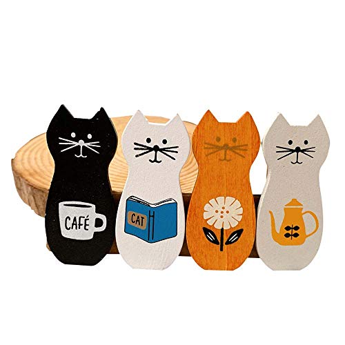 4PCS/lot Multiufunction Clothes Pegs, Cat Design Photo Clips, DIY Wooden Clothespin for Wedding,Party,School,Office Craft Decoration