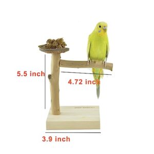 GUANLANT Natural Wood Bird Stands Feeder Toys, Tabletop Portable Training Parrots Perch Playstands Feeding Bowl Treats Toys,Bird Cage Playground Accessories for Parakeets Conure Budgies Lovebirds