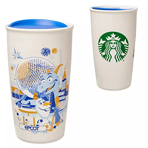 DisneyParks Exclusive - Ceramic Coffee Mug - Starbuck's Travel Tumbler - Epcot, white, blue, green, purple