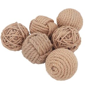 pack of 6 orbs decorative balls 2.8" assorted jute rope spheres orbs rustic decorative balls for centerpiece bowl fillers farmehouse, vase tray filler, home tabletop décor, housewarming gift (brown)