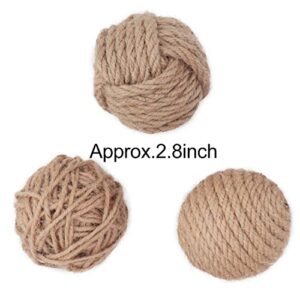 Pack of 6 Orbs Decorative Balls 2.8" Assorted Jute Rope Spheres Orbs Rustic Decorative Balls for Centerpiece Bowl Fillers Farmehouse, Vase Tray Filler, Home Tabletop Décor, Housewarming Gift (Brown)