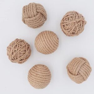 Pack of 6 Orbs Decorative Balls 2.8" Assorted Jute Rope Spheres Orbs Rustic Decorative Balls for Centerpiece Bowl Fillers Farmehouse, Vase Tray Filler, Home Tabletop Décor, Housewarming Gift (Brown)