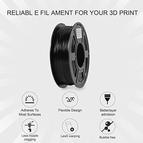 LONGER TPU Filament 1.75mm, Flexible 3D Printer Consumables(Black), 95A 1kg Spool (2.2 lbs.), Dimensional Accuracy +/- 0.03 mm