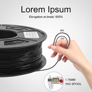 LONGER TPU Filament 1.75mm, Flexible 3D Printer Consumables(Black), 95A 1kg Spool (2.2 lbs.), Dimensional Accuracy +/- 0.03 mm