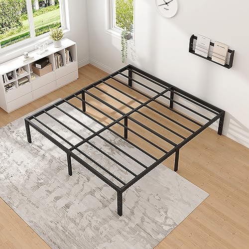 NEW JETO Metal Bed Frame-Simple and Atmospheric Platform, Storage Space Under The Heavy Duty Frame Bed, Durable Queen Size Suitable for Bedroom