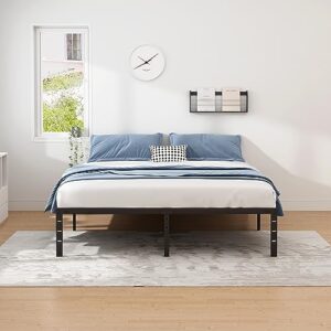 NEW JETO Metal Bed Frame-Simple and Atmospheric Platform, Storage Space Under The Heavy Duty Frame Bed, Durable Queen Size Suitable for Bedroom